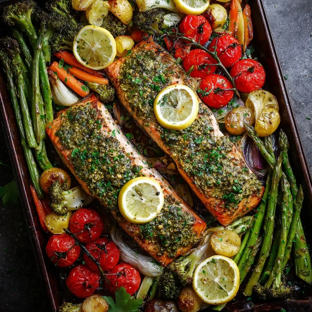 Sheet Pan Pesto Salmon & Veggies