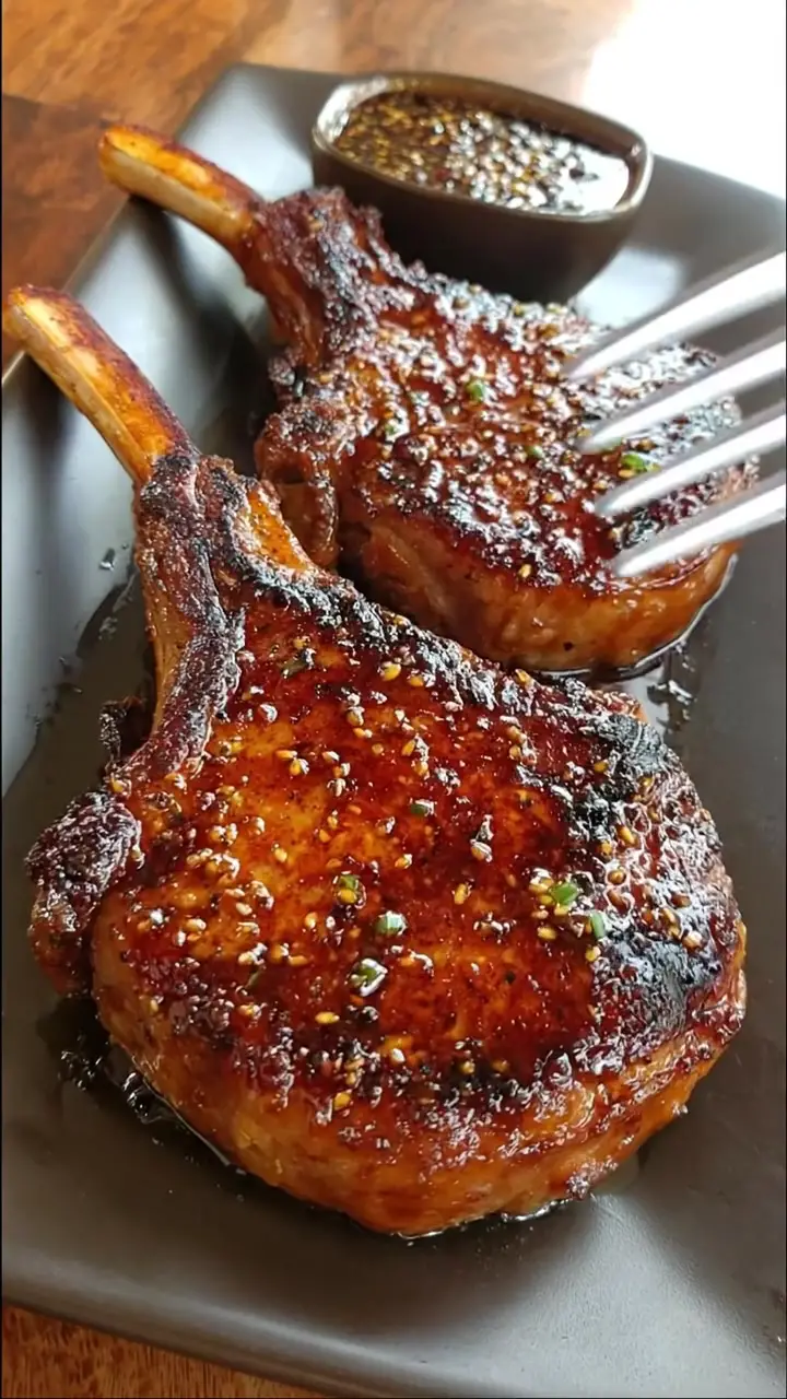 Sticky Honey Garlic Double Bone Beef Chops
