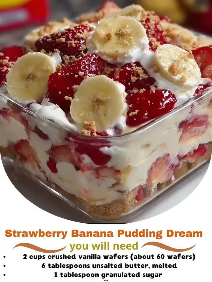 Strawberry Banana Pudding Dream Recipe A Creamy, Fruity, No-Bake Dessert that Tastes Like a Slice of Heaven