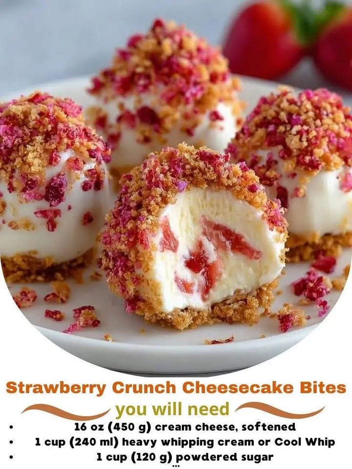 Strawberry Crunch Cheesecake Bites