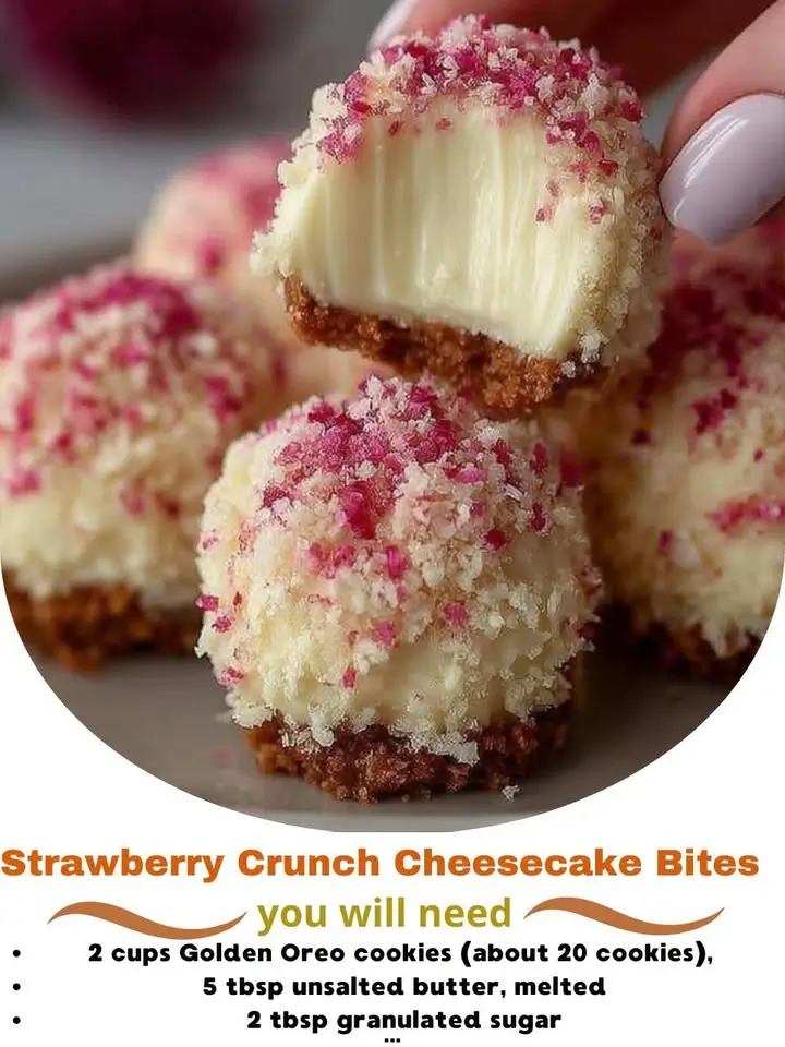 Strawberry Crunch Cheesecake Bites