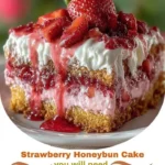 Strawberry Honeybun Cake with Strawberry Cream Icing