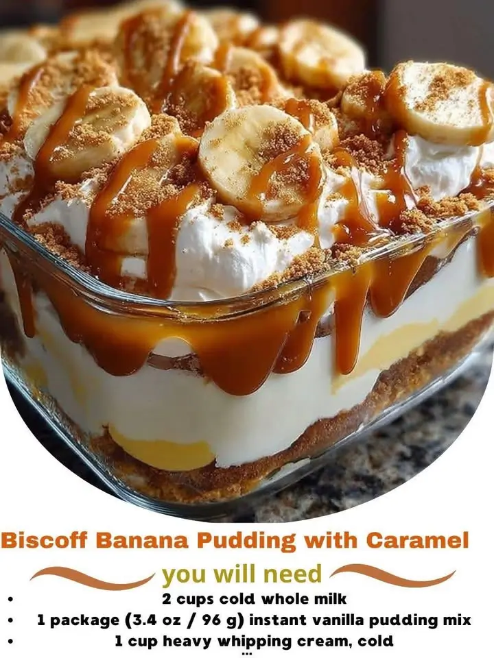 The Best Biscoff Banana Pudding with Caramel