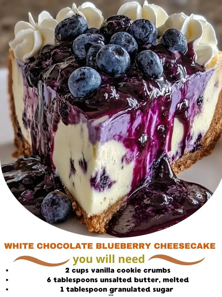 WHITE CHOCOLATE BLUEBERRY CHEESECAKE