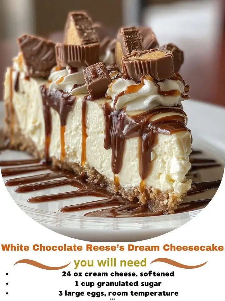 White Chocolate Reese’s Dream Cheesecake