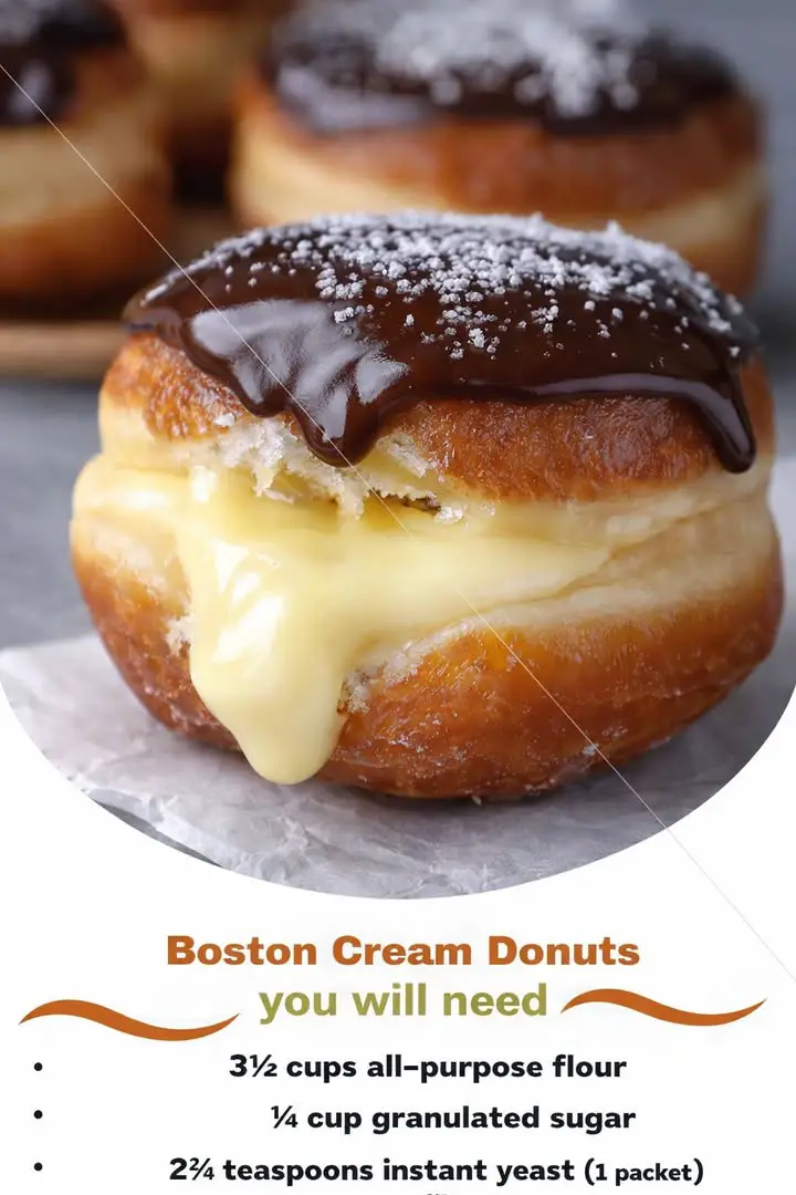 Boston Cream Donuts — Soft, Creamy, and Topped with Glossy Chocolate