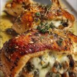 Cheesy Garlic Butter Mushroom Stuffed Chicken