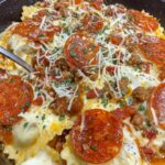 Cheesy Pizza Ravioli Bake