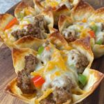 Cheesy Sausage Wonton Cups