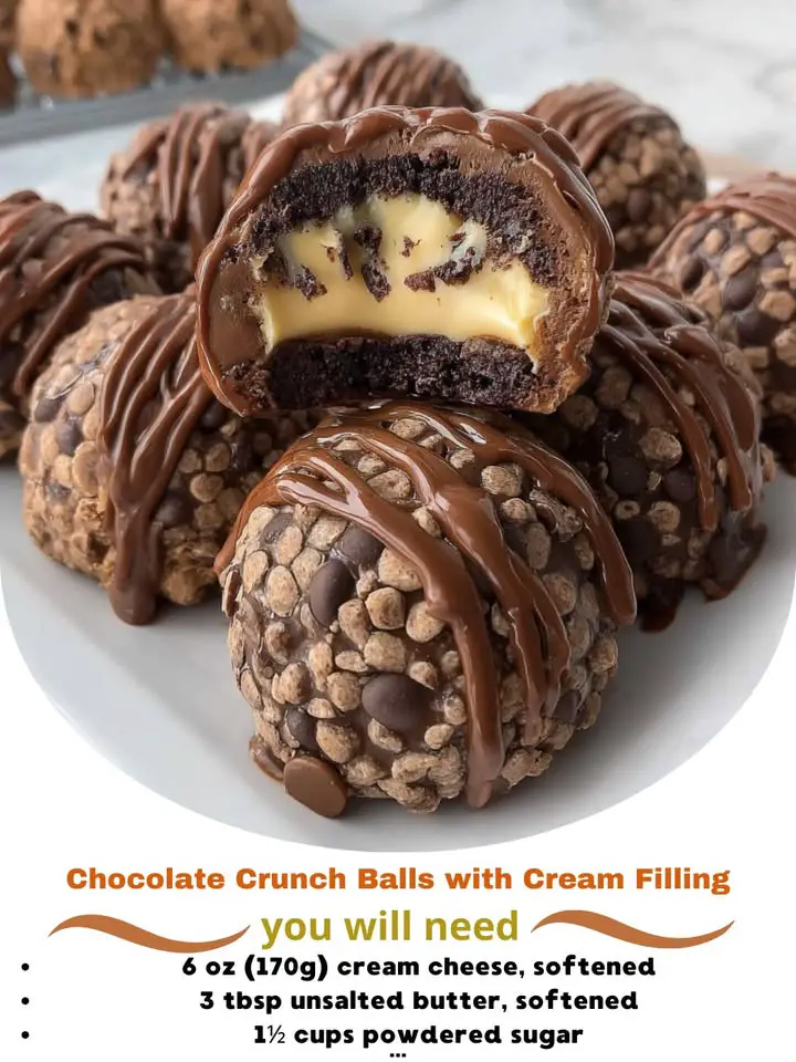 Chocolate Crunch Balls with Cream Filling