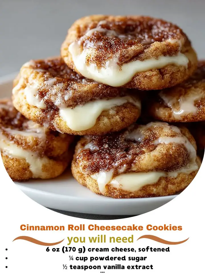 Cinnamon Roll Cheesecake Cookies — Soft, Creamy, and Irresistibly Swirled