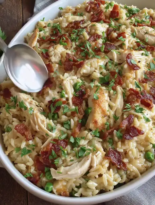 Creamy Chicken Alfredo Rice Casserole
