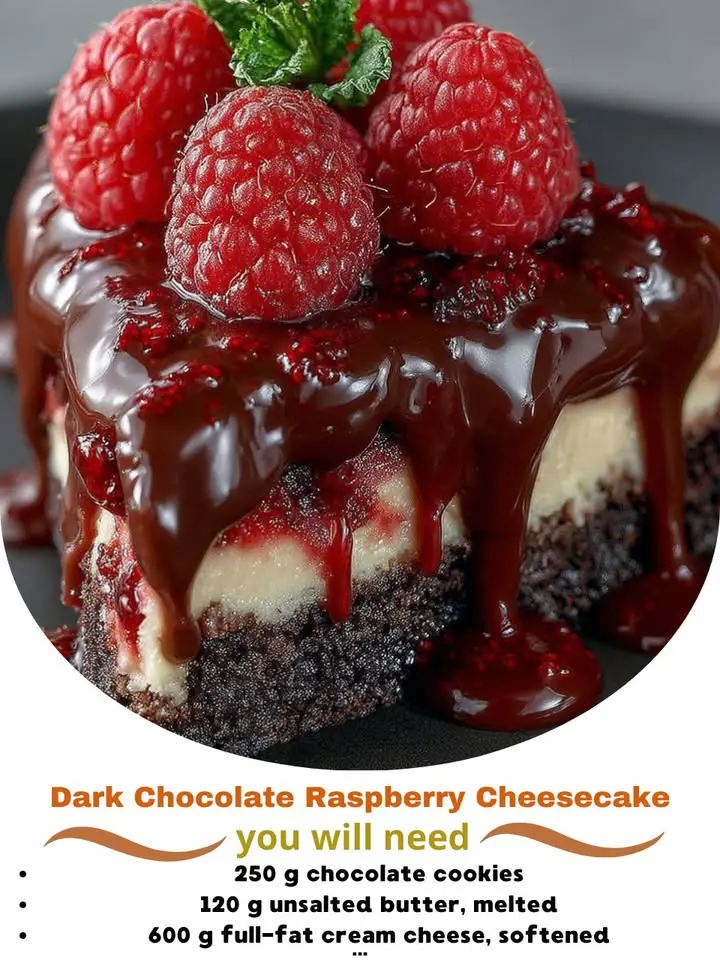 Dark Chocolate Raspberry Cheesecake