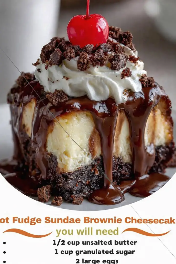 Hot Fudge Sundae Brownie Cheesecake