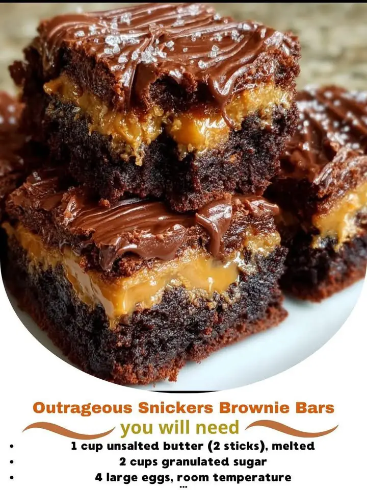 Outrageous Snickers Brownie Bars