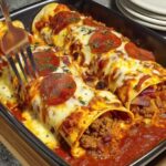 Pizza Enchiladas with Ground Beef & Pepperoni