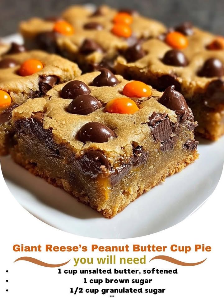 Reese’s Pieces Chocolate Chip Cookie Bars