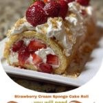Strawberry Cream Sponge Cake Roll