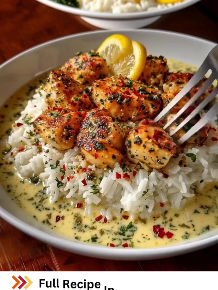 Chicken Scampi with Garlic Parmesan Rice