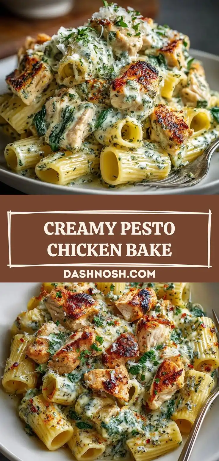 Creamy Pesto Chicken Pasta Bake | Easy Recipe