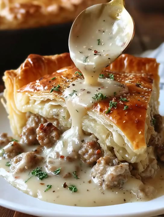 Sausage Gravy Puff Pie