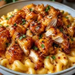 Mac and cheese with crispy chicken