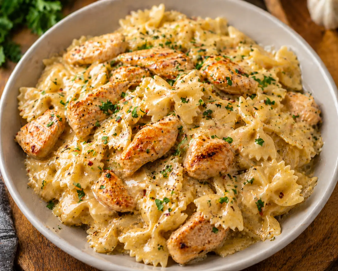 Garlic Butter Chicken Bowtie Pasta