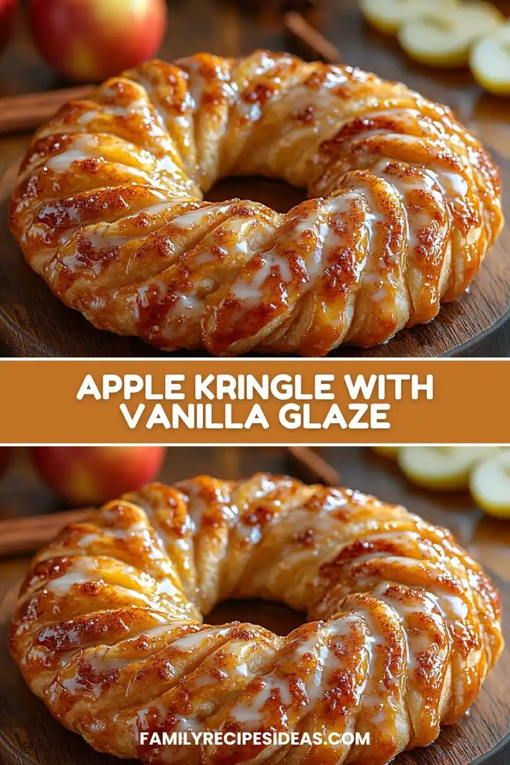 Homemade Apple Kringle with Vanilla Glaze – Easy Puff Pastry Dessert